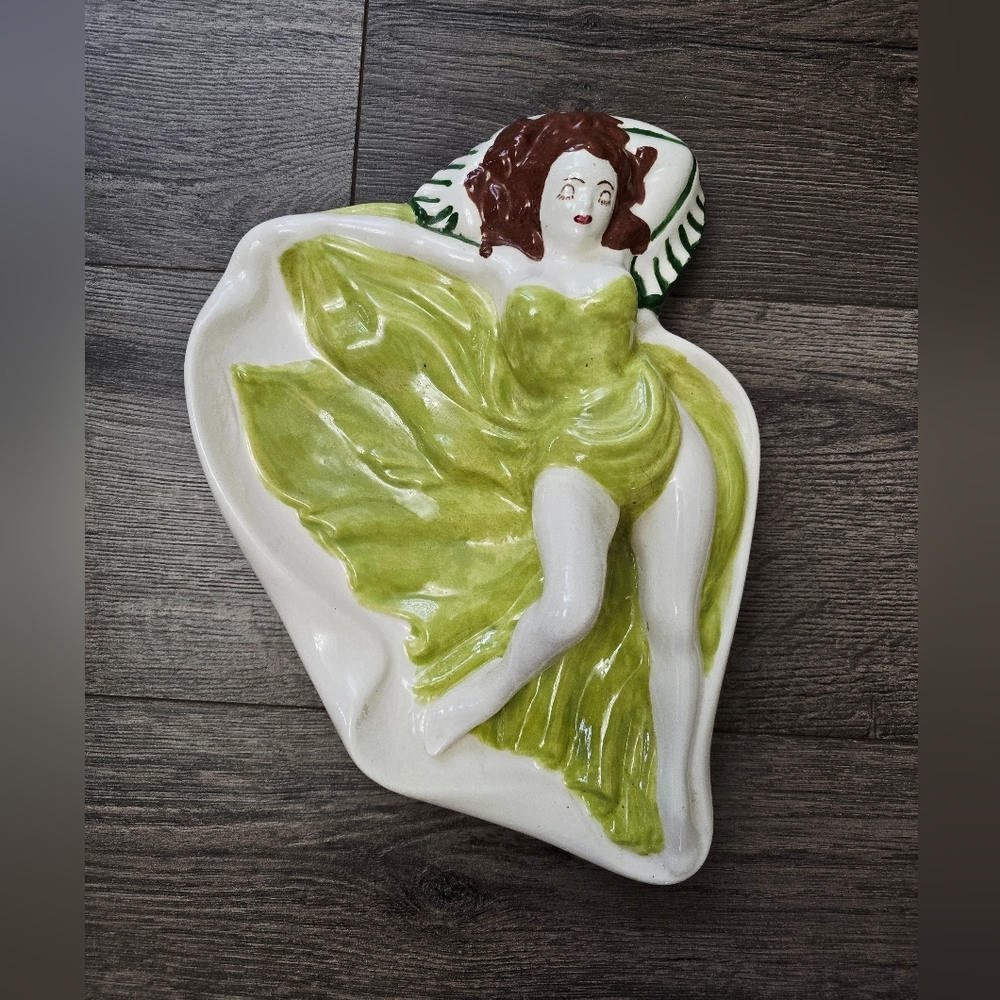 VTG 50's Holland Mold Nude Pinup Girl Risque Novelty Ceramic Ashtray
